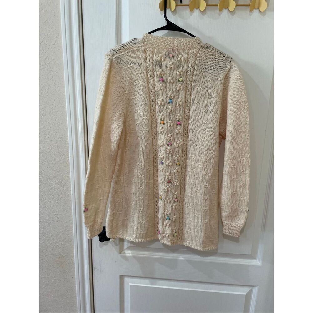 Smith's Bermuda cardigan is a cream-colored knit featuring delicate floral embro - Picture 7 of 9